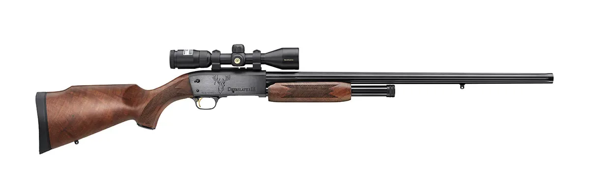 The Ithaca Deer Slayer III slug gun on a white background. 