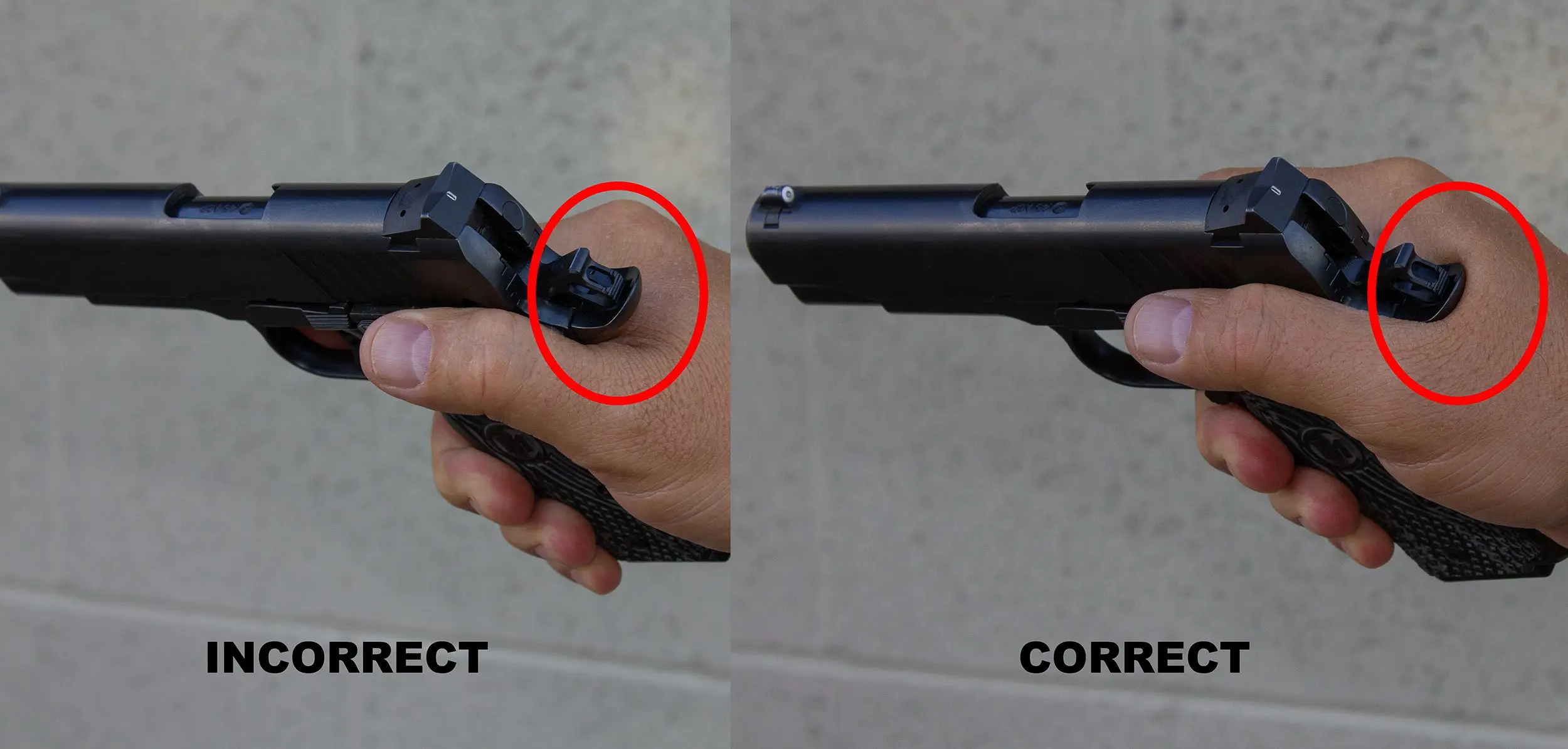 photo of how to hold a pistol with your shooting hand