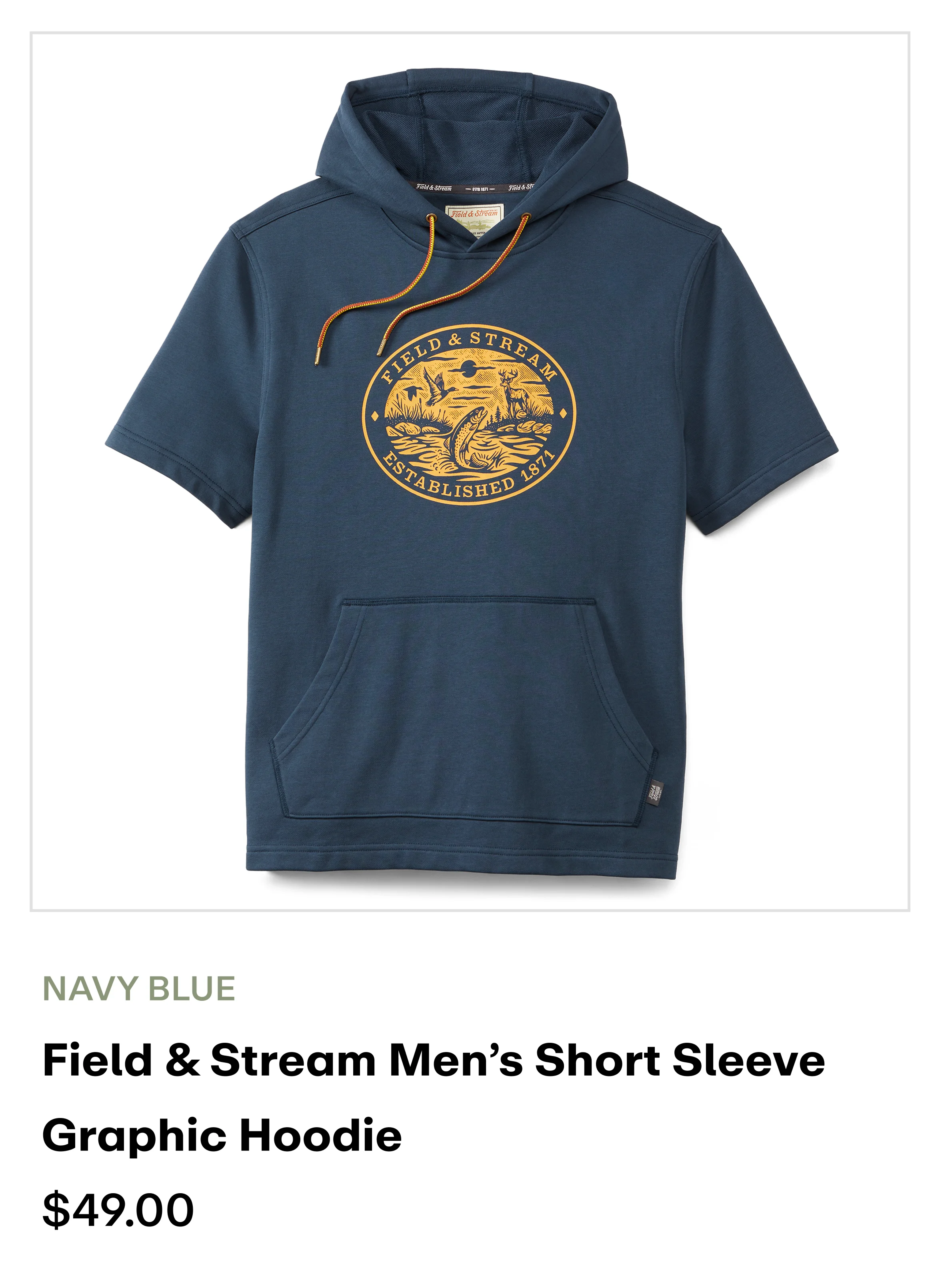Field & Stream Men's Short Sleeve Graphic Hoodie - navy blue
