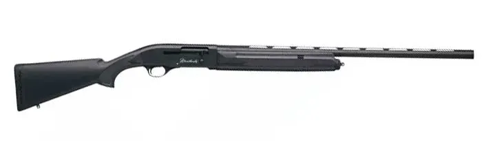 A Weatherby shotgun on a white background.