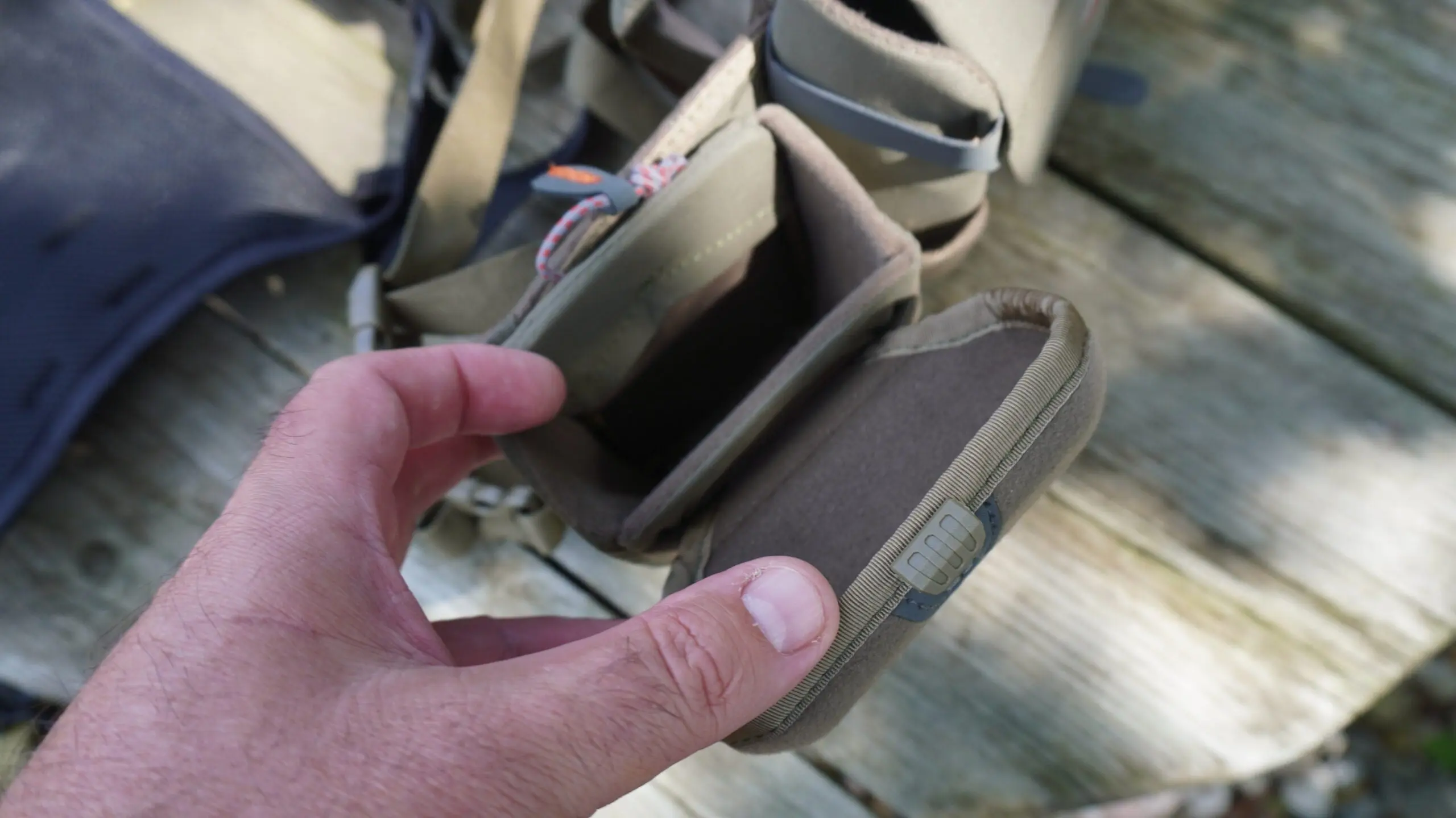 Interior of Sitka Mountain Optics binocular harness