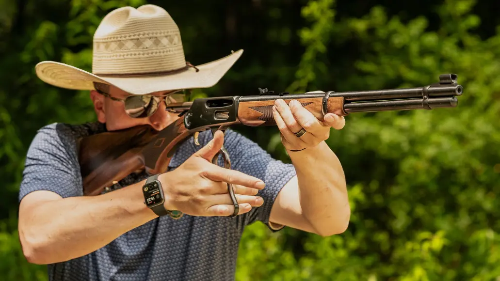 reviewer shoots the new Marlin 336 during the best rifles of 2023 test