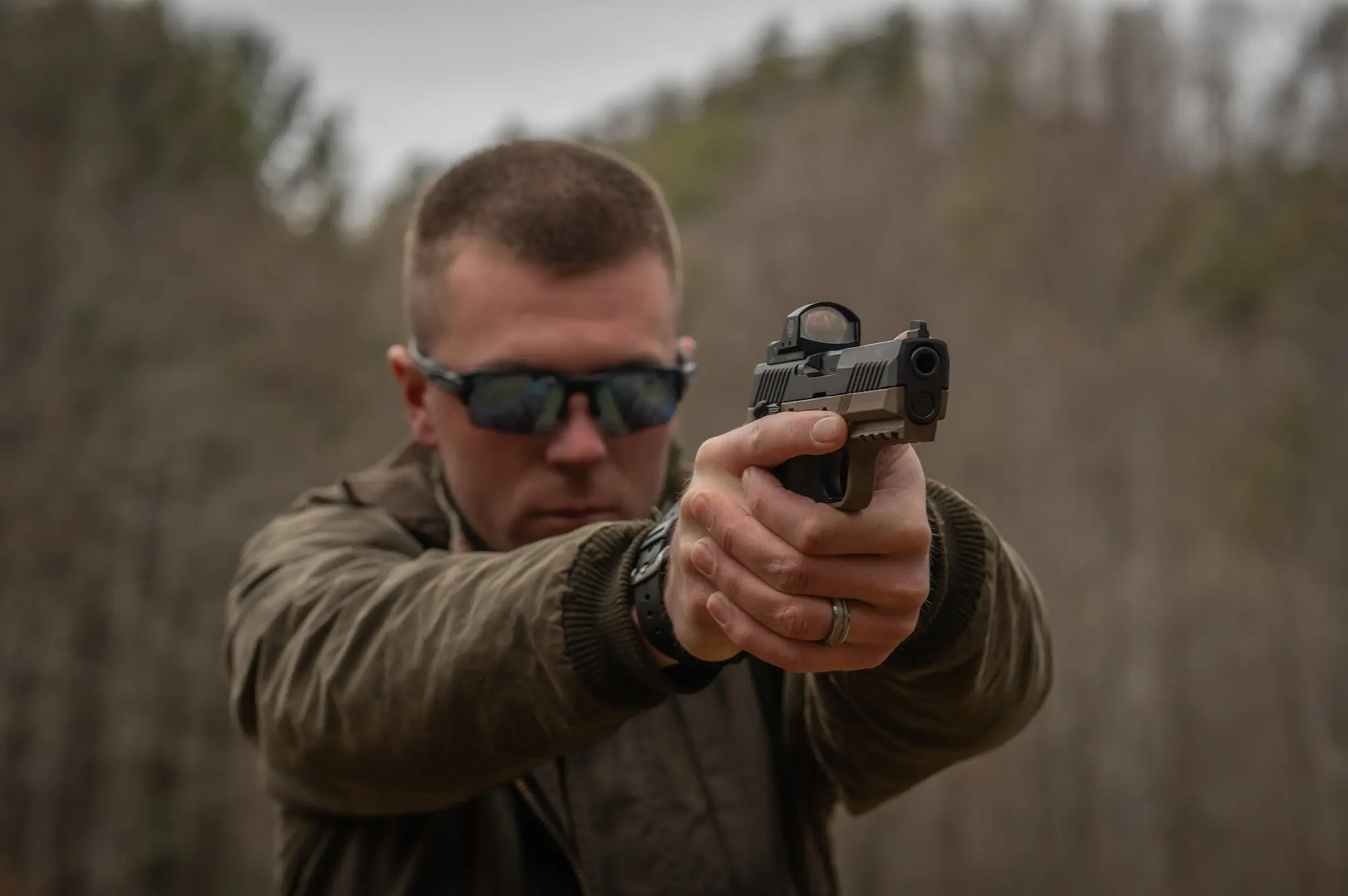 Man training with a handgun.