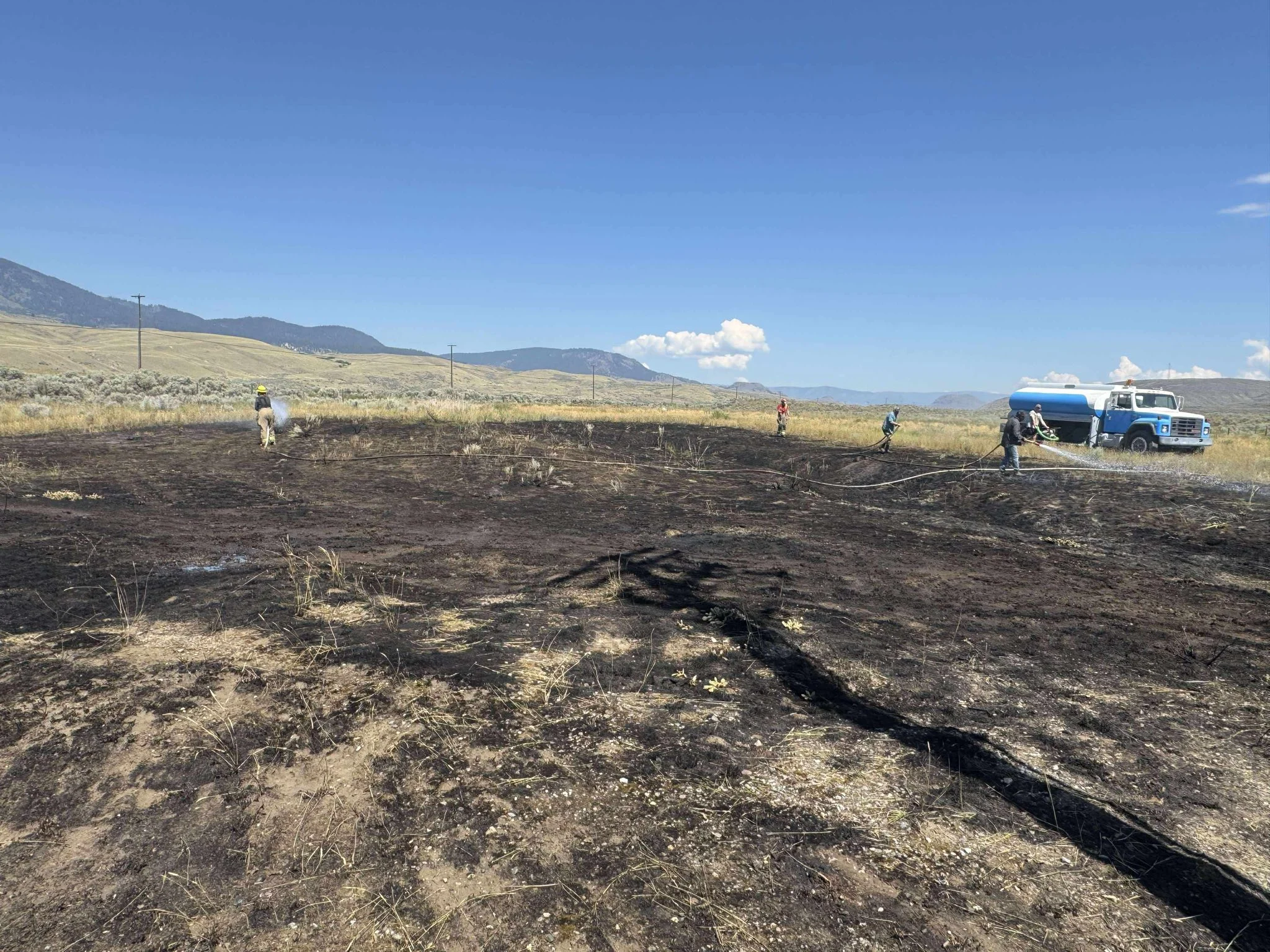A brush fire sparked by a falling fish in Canada.
