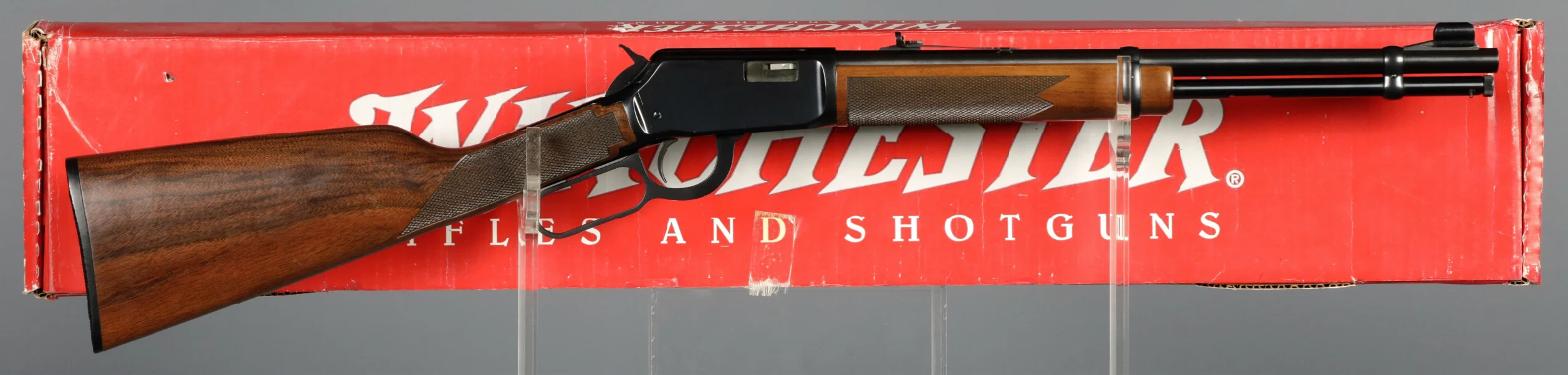 A used Winchester Model 9422 rimfire lever gun in mint condition. 