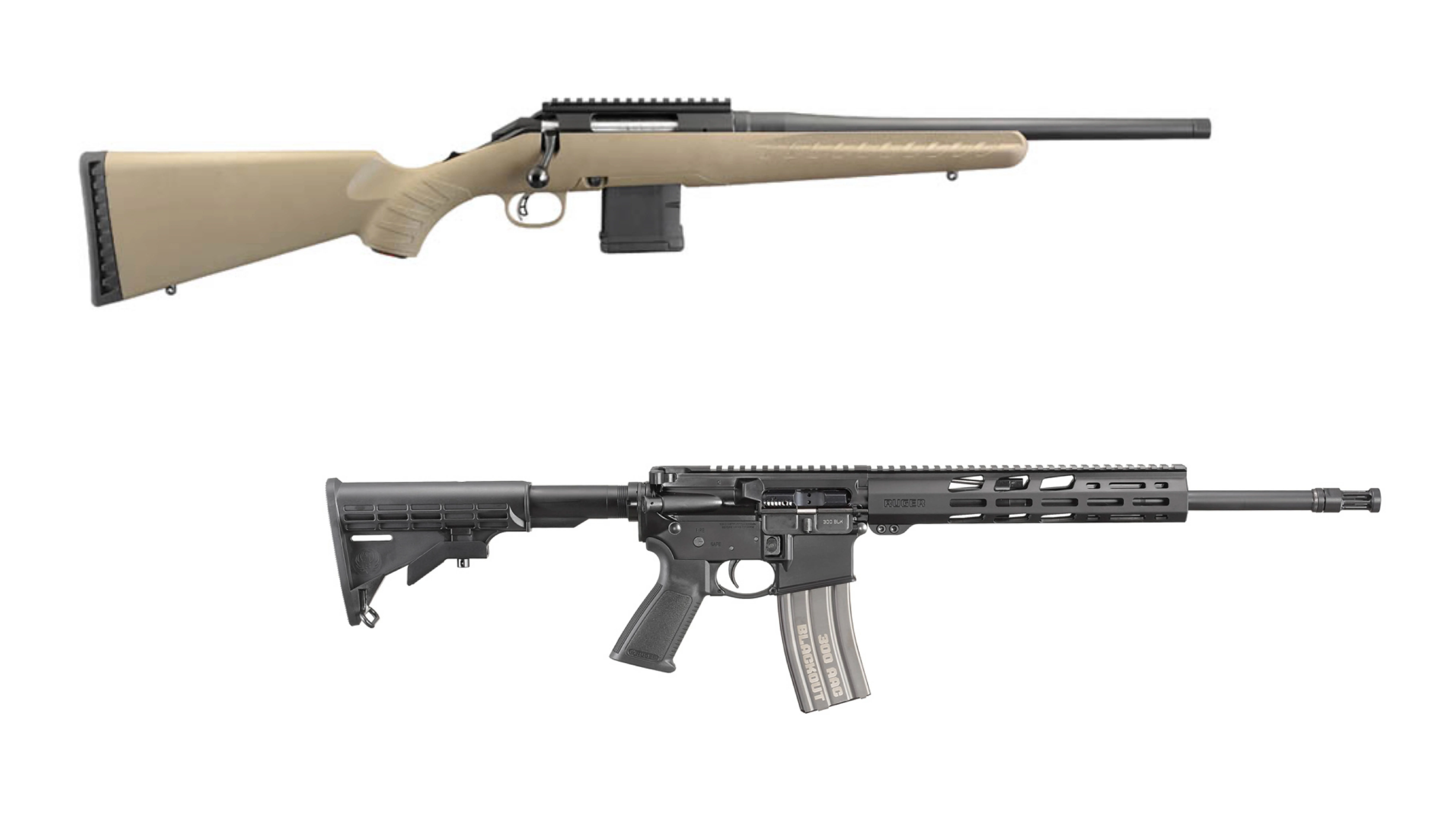 Two different rifles chambered in 300 Blackout.