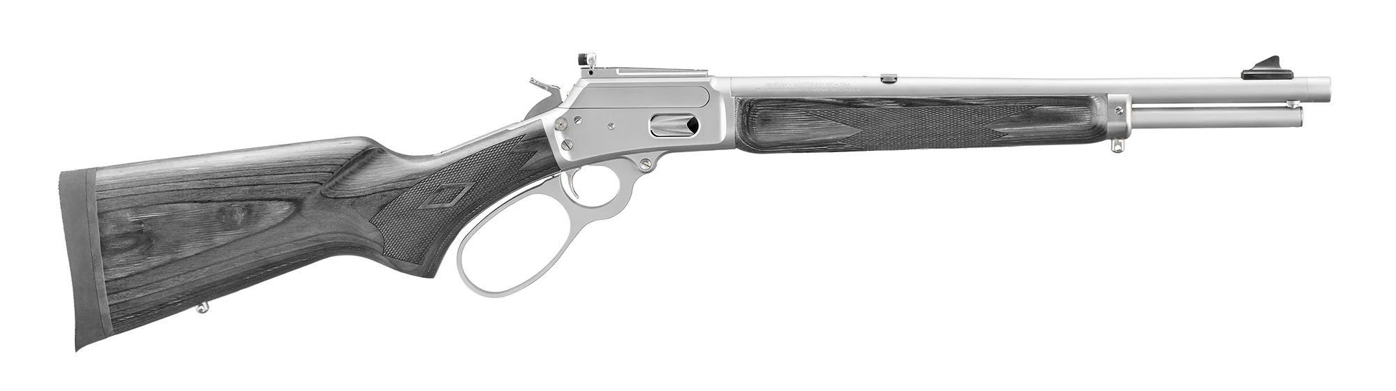 Marlin 1894 Trapper 10mm Automatic rifle on a white background.
