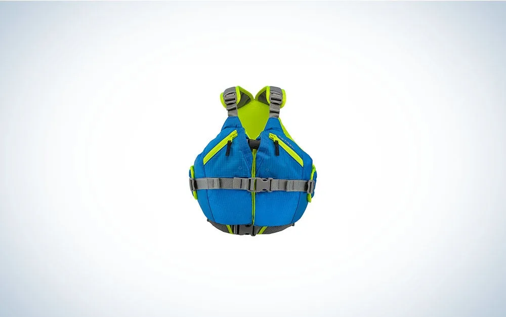 Blue and green kids' life jacket