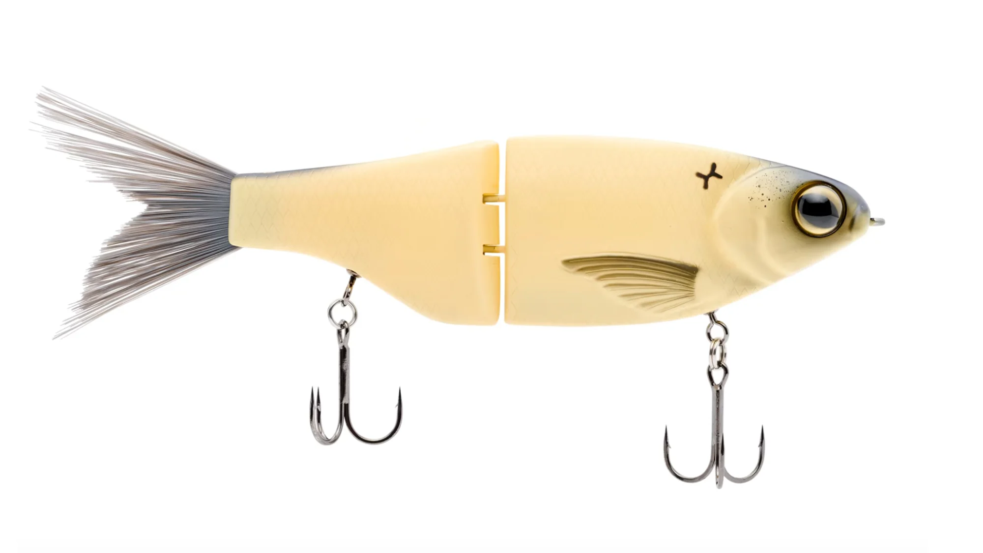 The Spro KGB Chad Shad, shown on a white background, is among the best bass baits for bed fishing. 