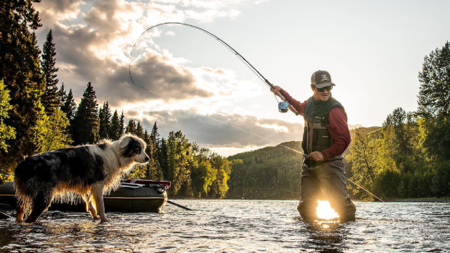 Fly fisherman wearing Simms Fly Fishing Gear