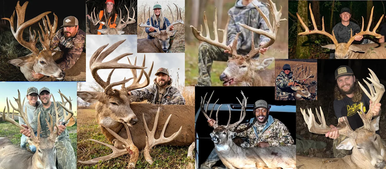 A collage of trophy whitetail bucks taken by hunters during 2024.