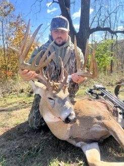 Ohio hunter Tommy Allen poses with his 200-plus-inch whitetail buck. 