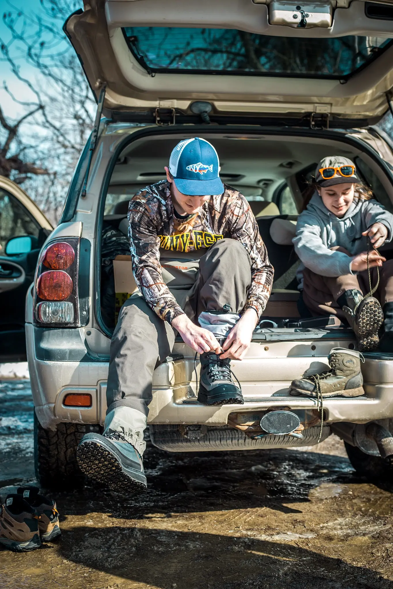 Anglers lace-up for a day on the river.