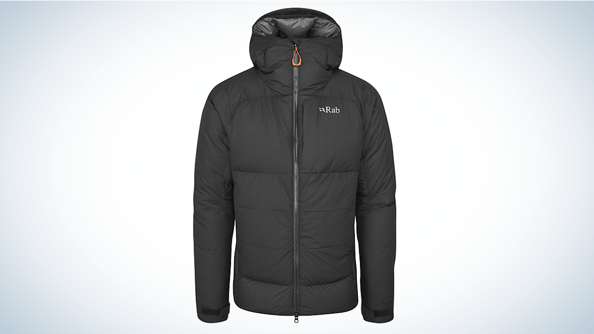 Rab Infinity Down Jacket on gray and white background