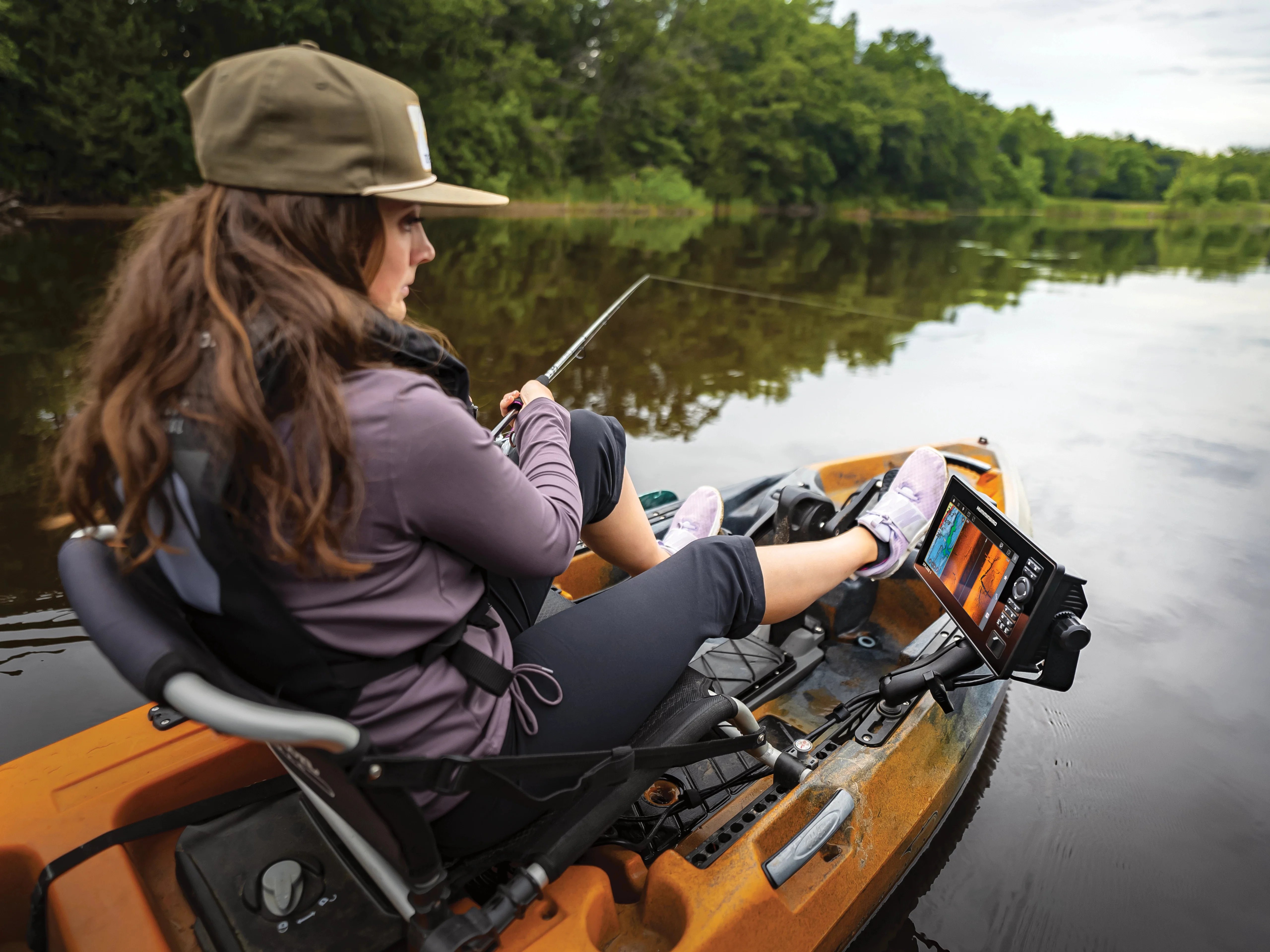 Angler fishing on kayak