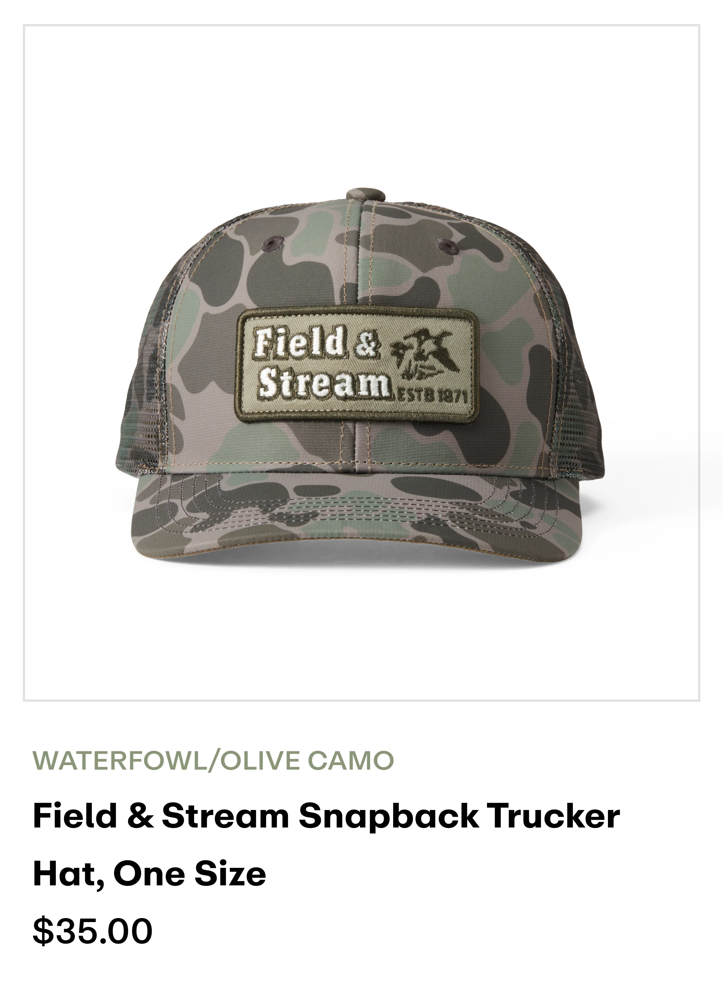 Amazon - Snapback Trucker Hats - Waterfowl/Olive Camo