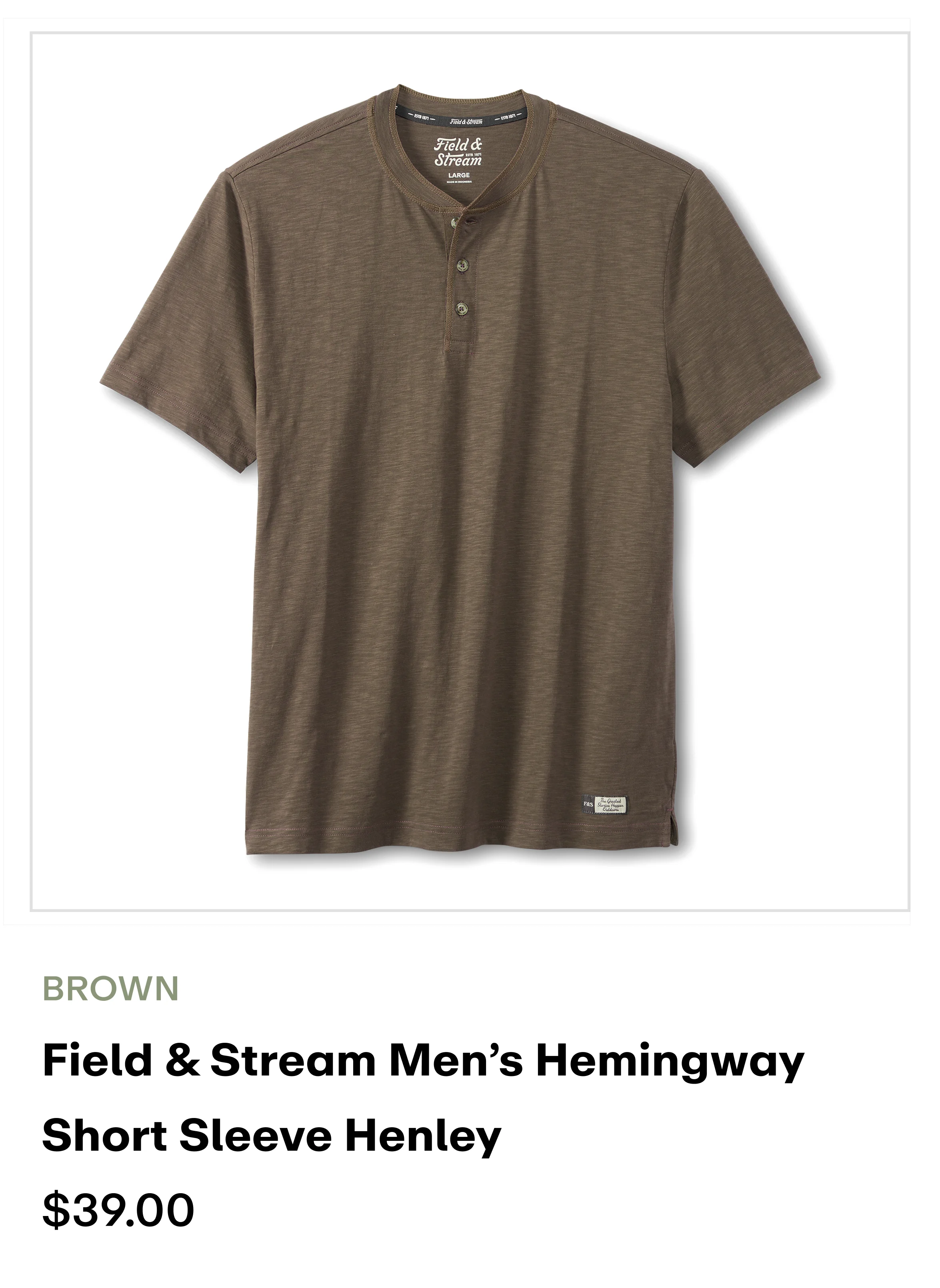 Amazon - Men's Hemingway SS Henley - BROWN