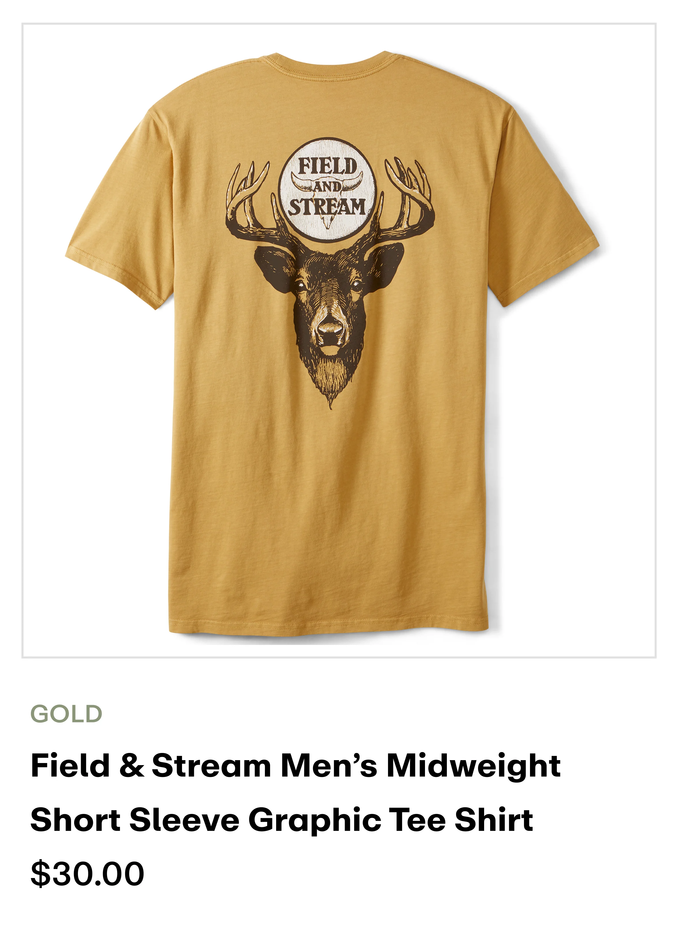 Field & Stream Men's Short Sleeve Graphic Tee Shirt - Gold Deer