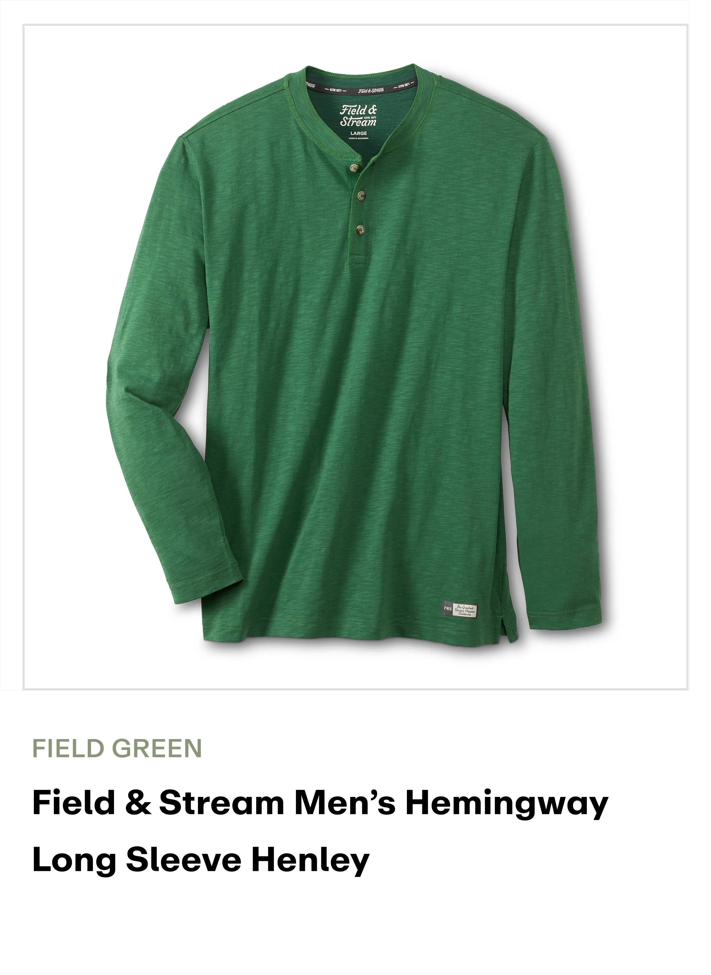 Amazon - Men's Hemingway LS Henley- FIELD GREEN
