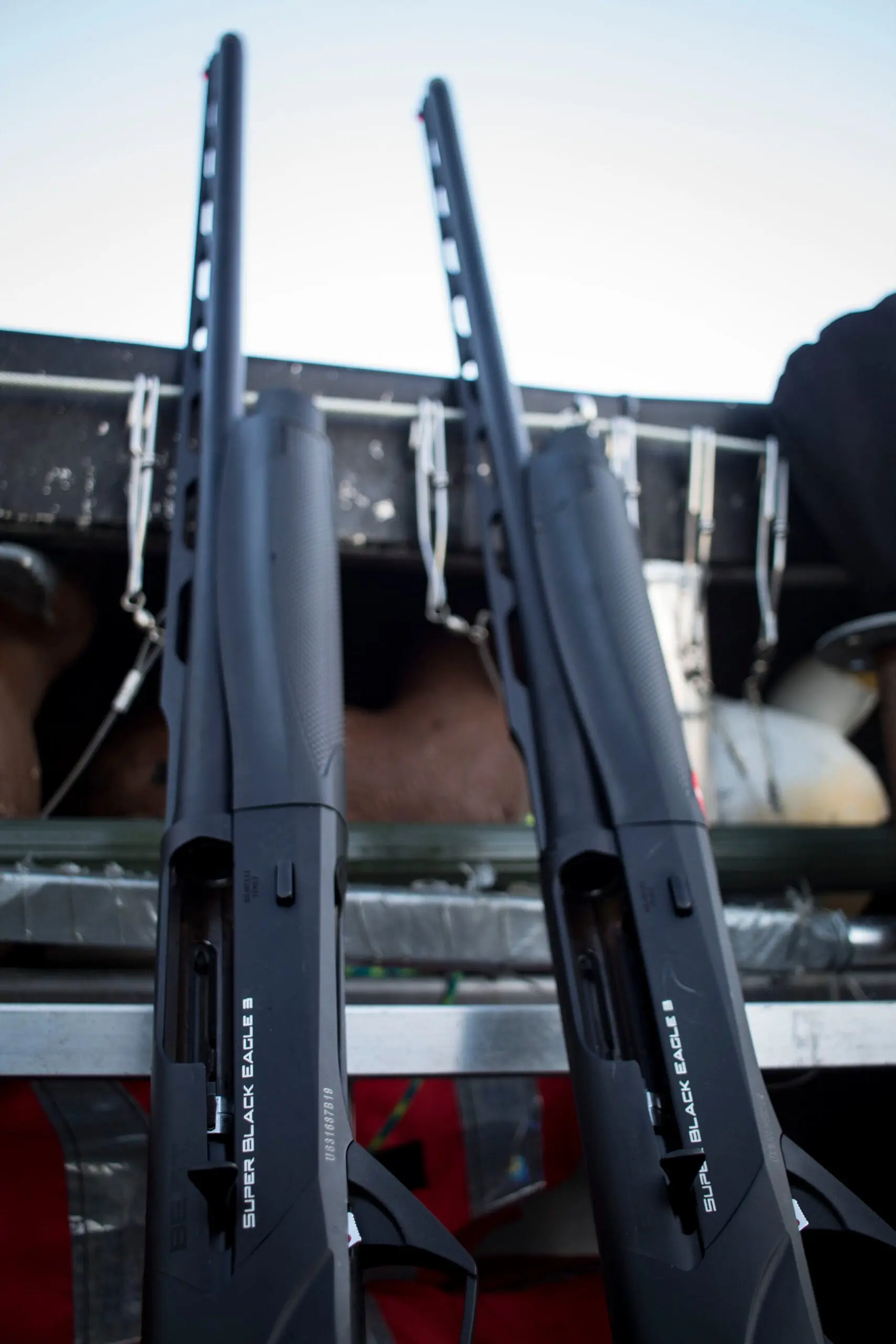 A pair of Benelli Super Black Eagle 3 semi-auto shotguns on a sea duck hunt.