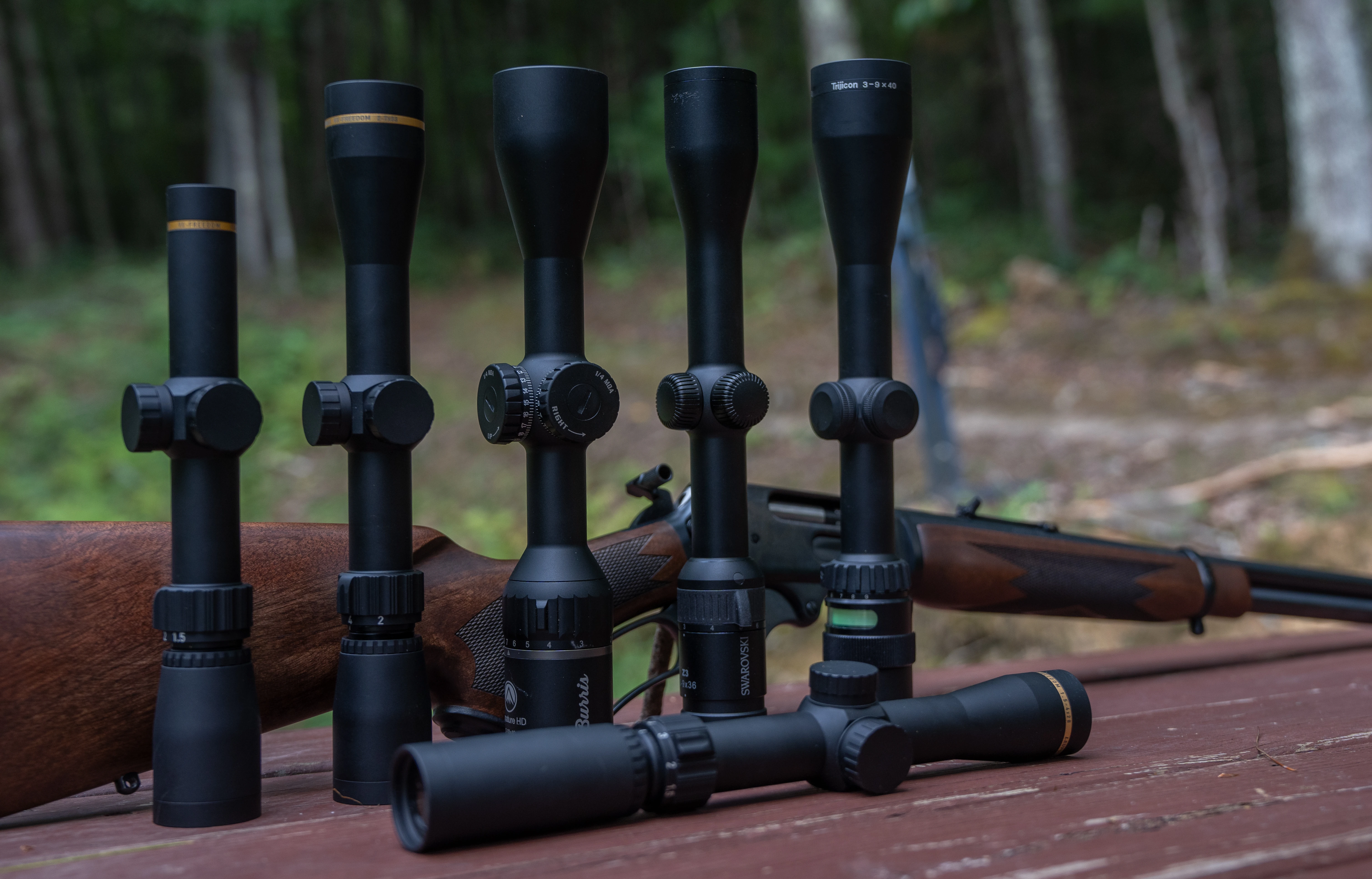 Best 30-30 Rifle Scopes lined up in testing