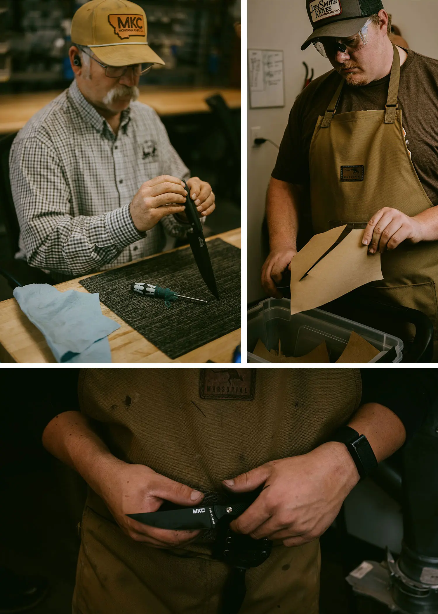 Workers make knives in a shop in Montana. 