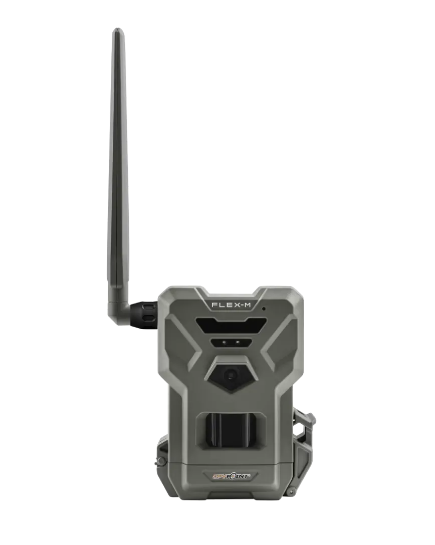 SpyPoint Flex-M Cellular Trail Camera on white background.