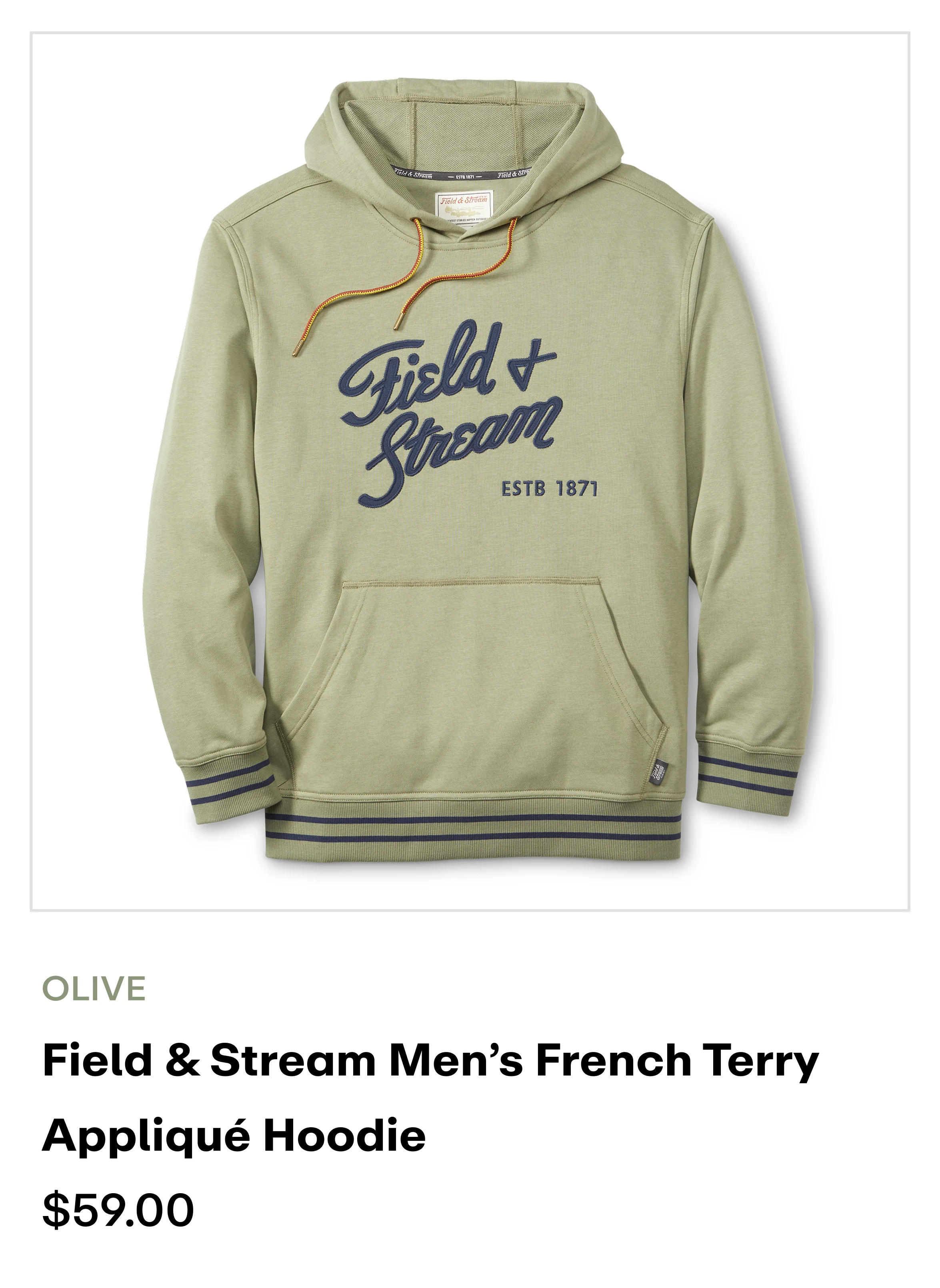 Field & Stream Men's French Terry Applique Hoodie - Olive