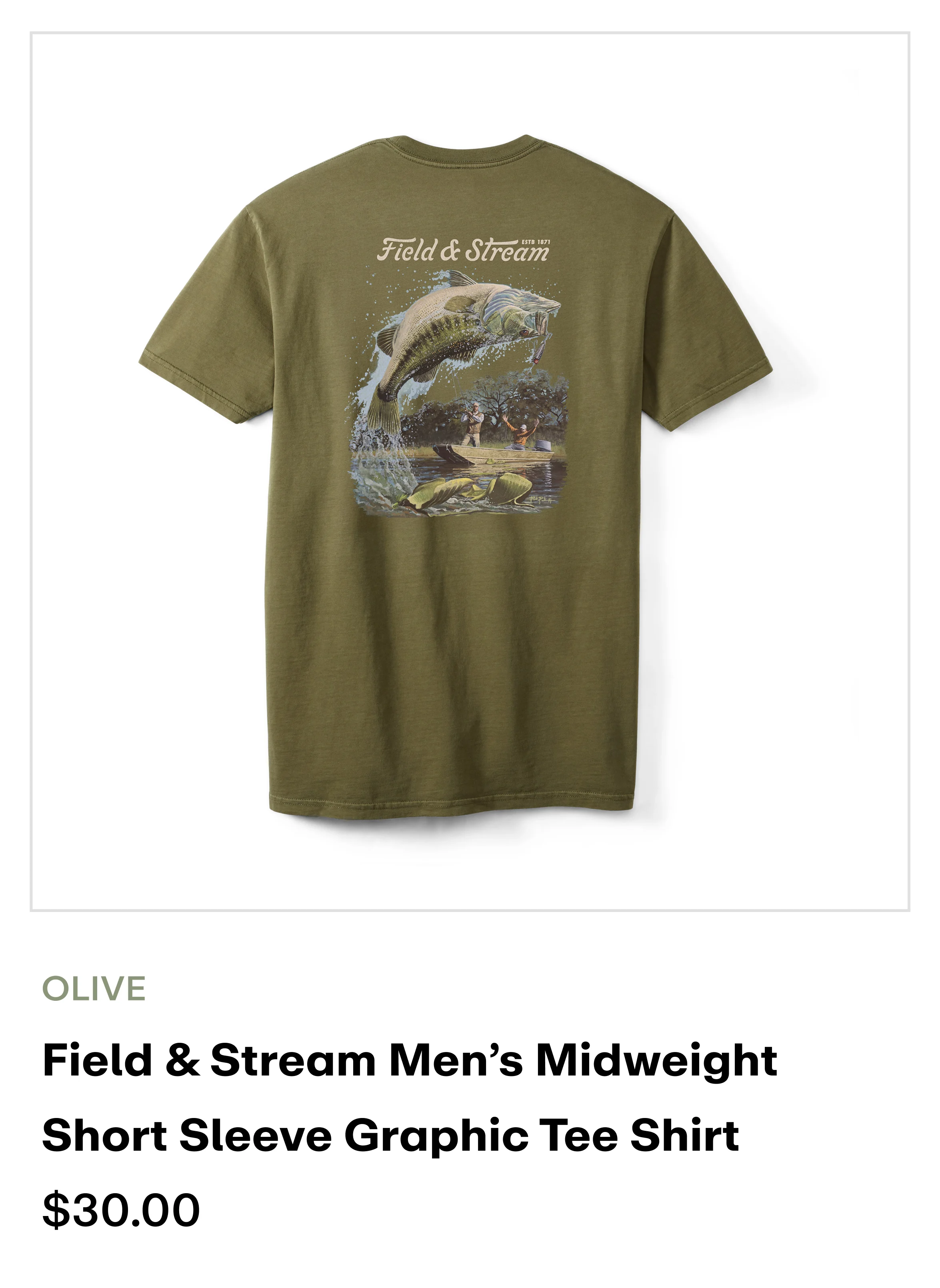 field & stream graphic tee - Big blue catch Olive