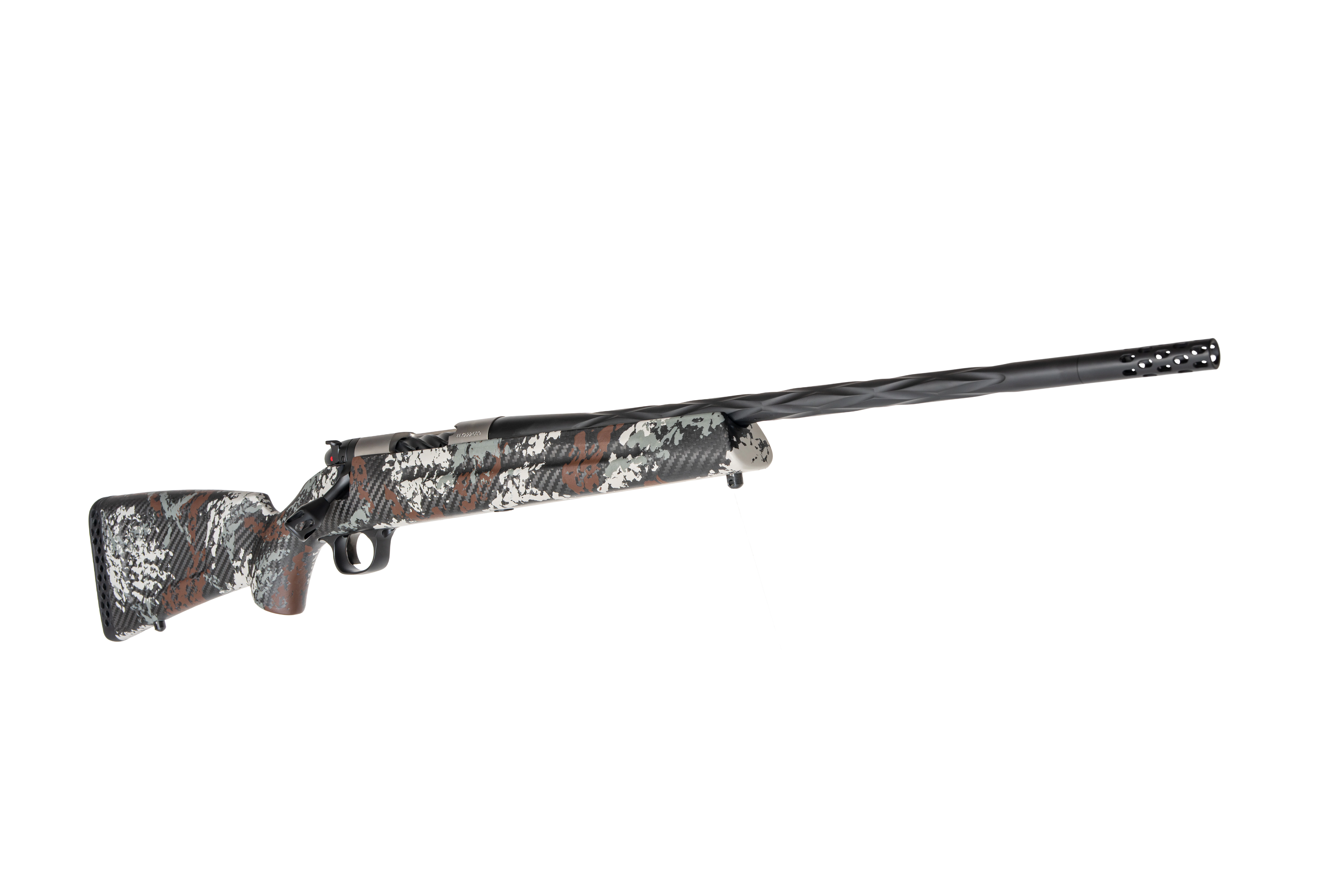 Weatherby Backcountry Capra bolt-action rifle on a white background. 