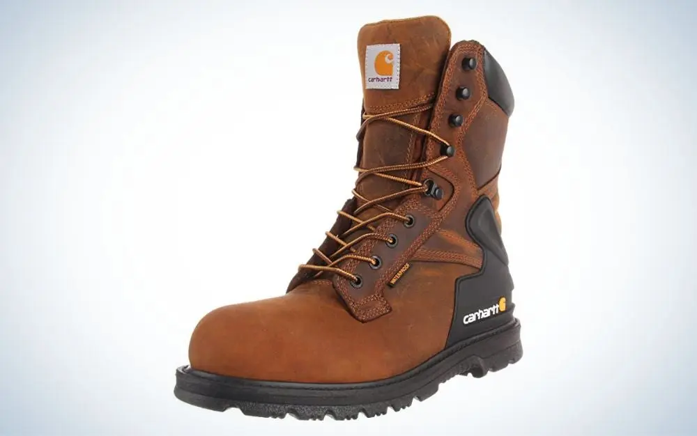 Carhartt Men's 8&quot; Bison Waterproof Work Boot is the best waterproof steel toe boot.