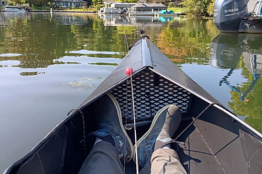 Oru Beach LT Sport Kayak on water while fishing