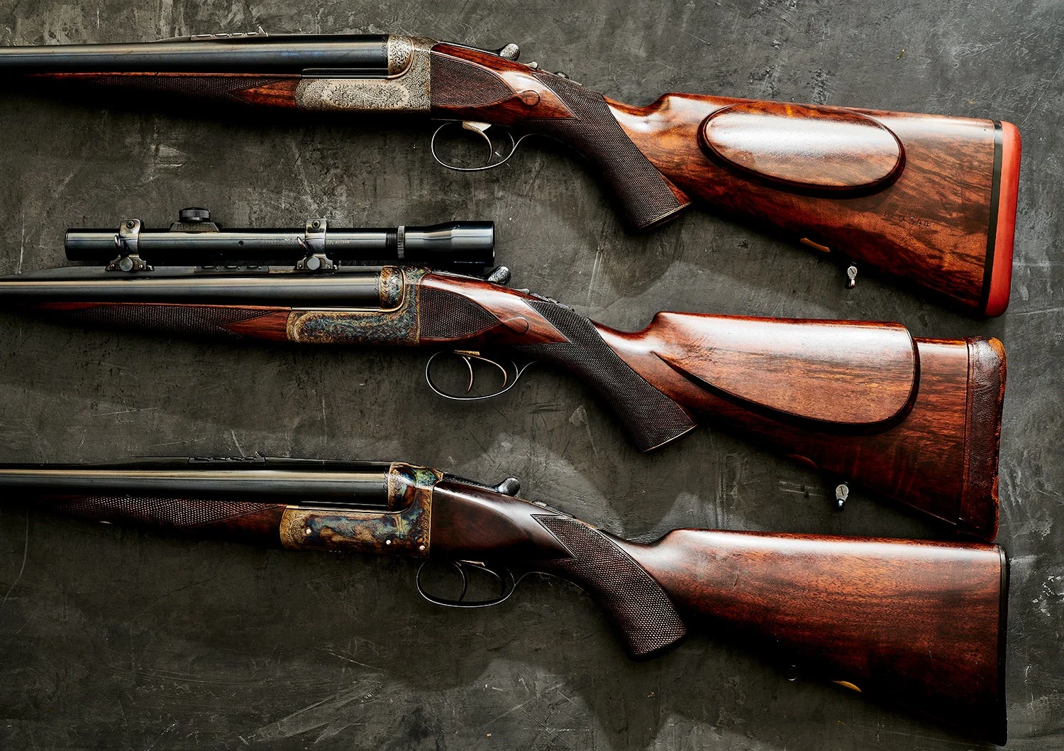 three double rifles