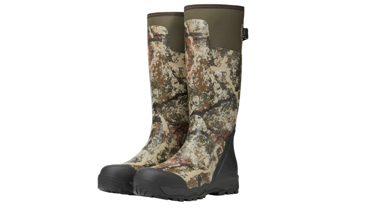 LaCrosse Alphaburly Pro Hunting Boots in First Lite Specter on white background