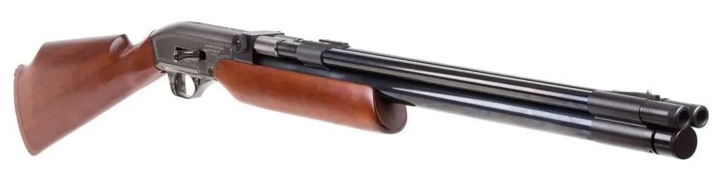 Seneca double barrel air shotgun on a white background.