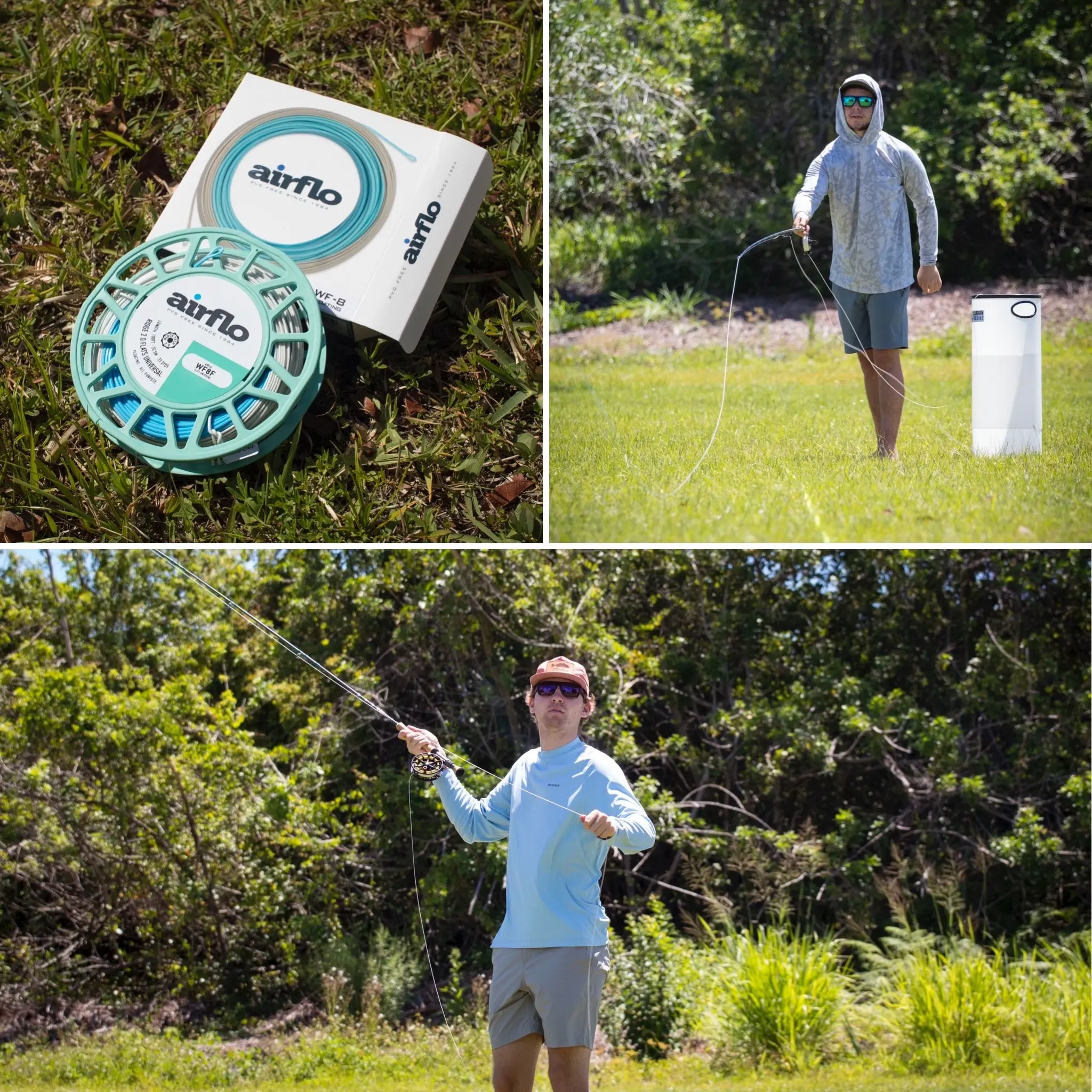 fly line and anglers casting a fly rod during the saltwater fly rod test