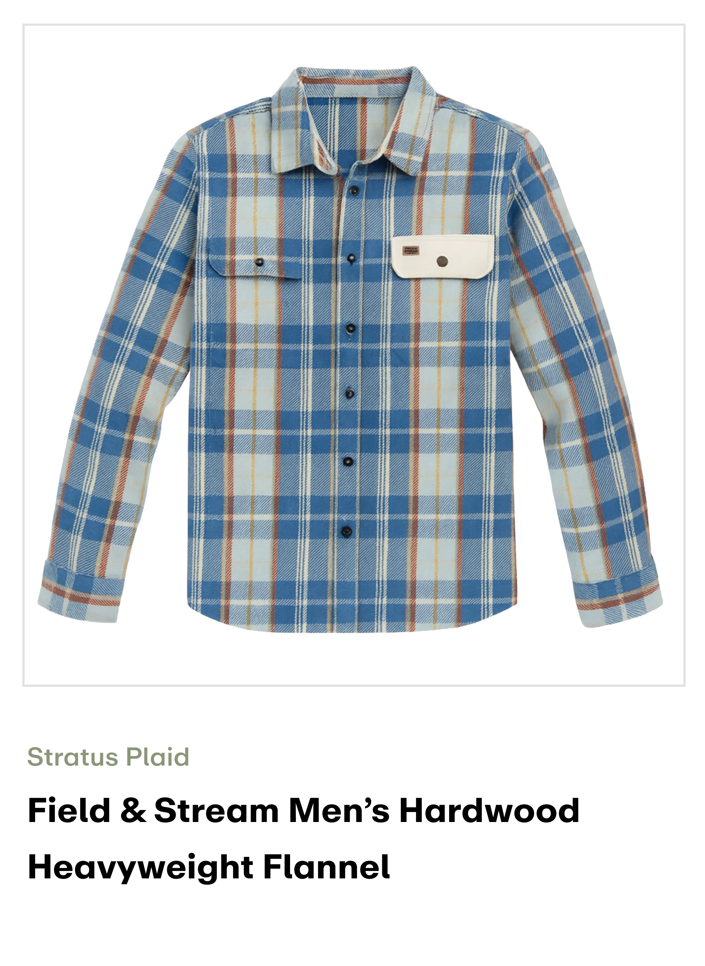 Amazon - Field & Stream Men’s Hardwood Heavyweight Flannel -Stratus Plaid