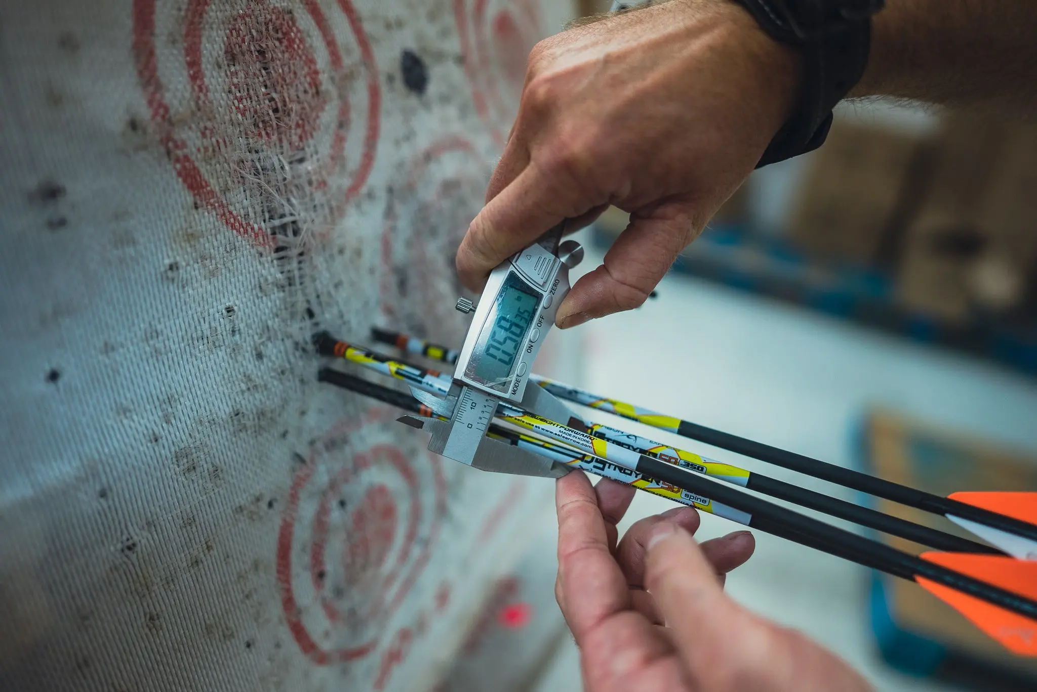 photo of measuring groups for best compound bow test