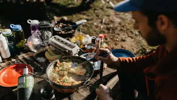 cooking at camp