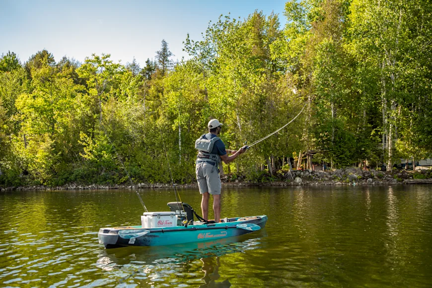 Angler fishing on kayak