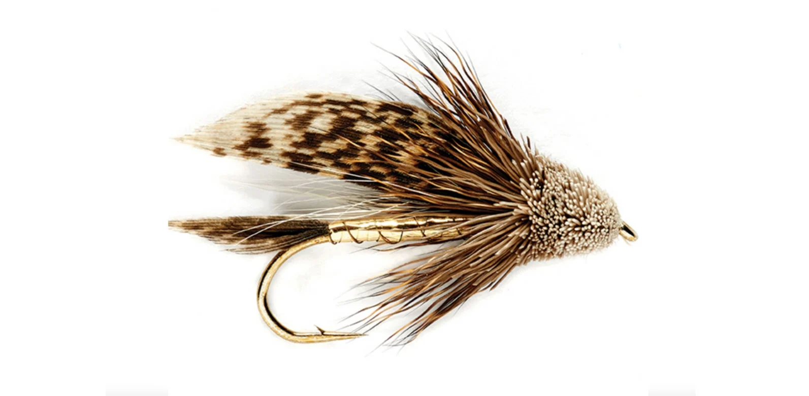 Muddler Minnow streamer-fly pattern on white background