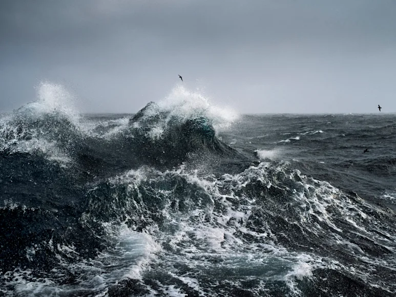Crashing swells and waves on the Bering Sea.