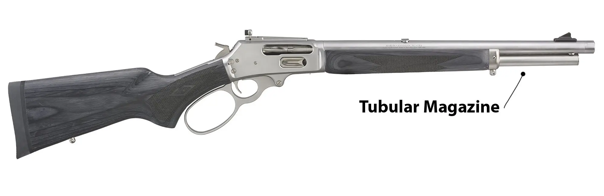 photo showing a lever-action rifle with a tubular magazine