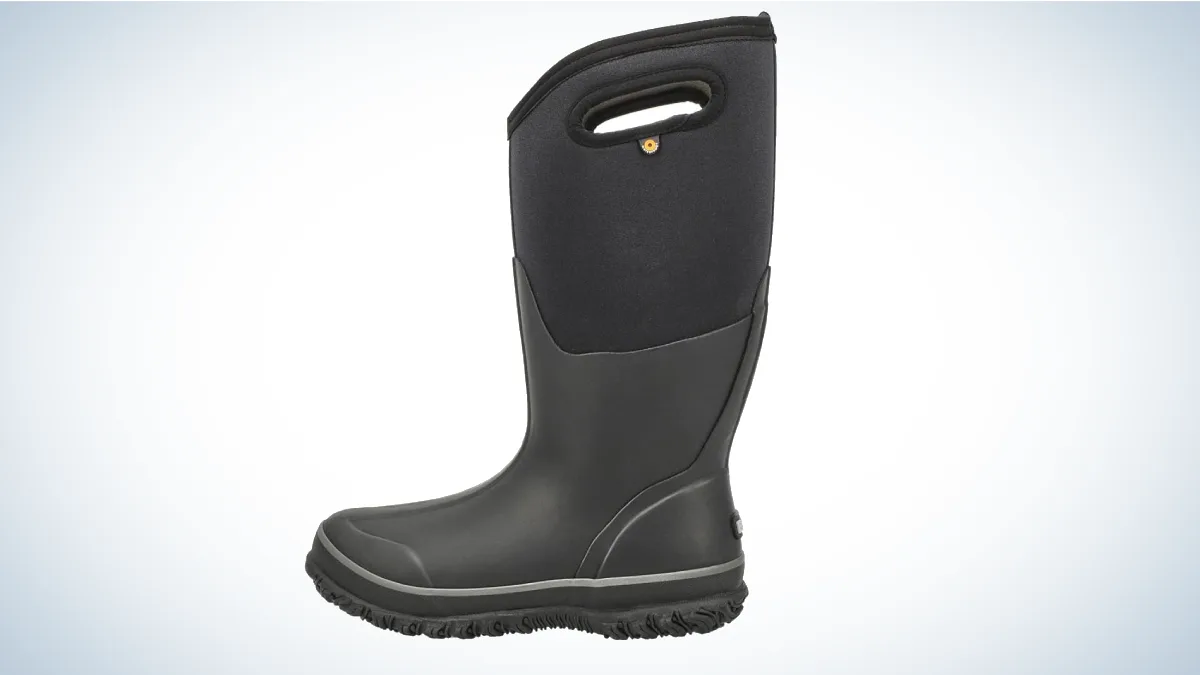 Bogs Classic Tall Wide Calf Rain Boot on gray and white background