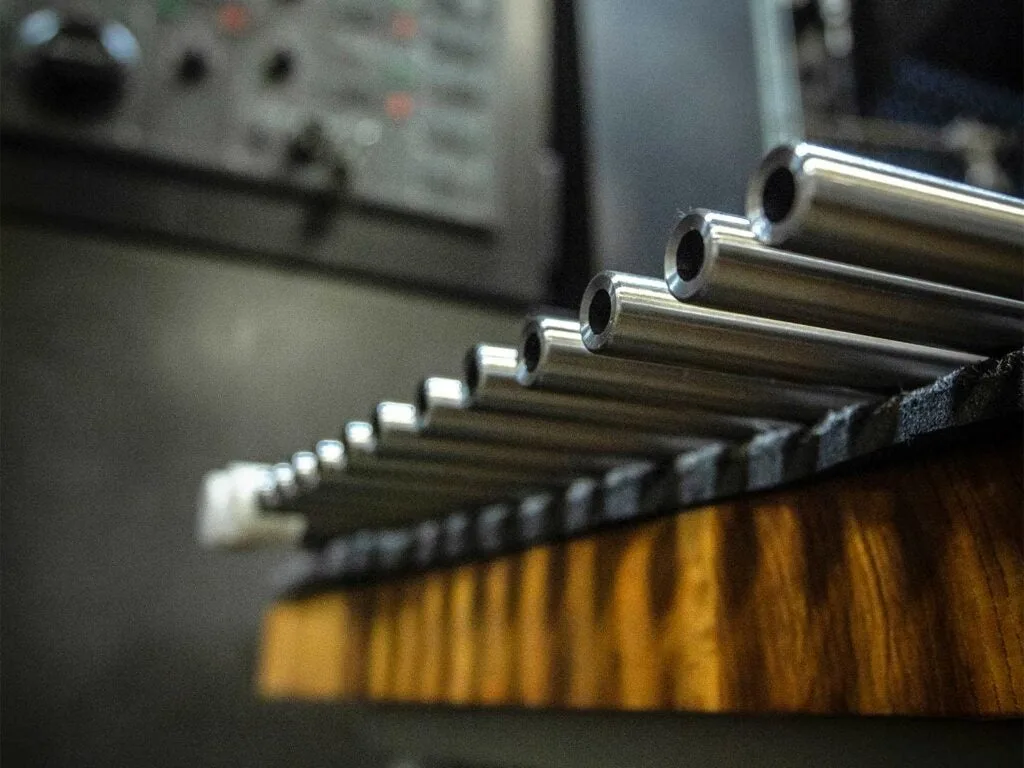 A line of freshly minted barrels at the Bergara factory.