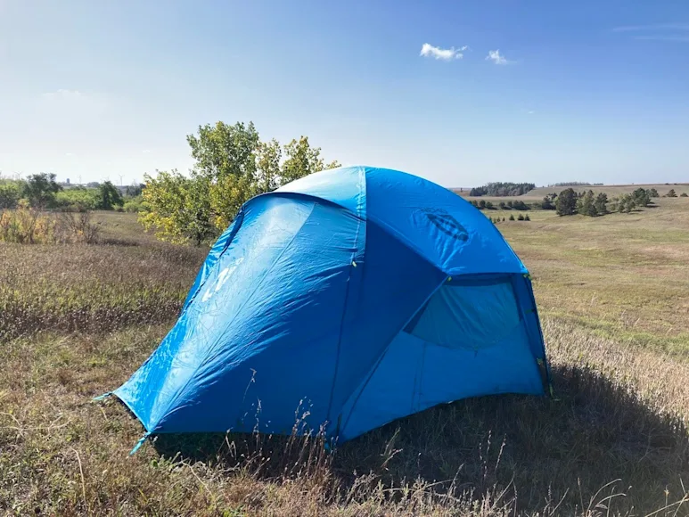 Nemo Aurora Highrise cabin tent set up at campsite