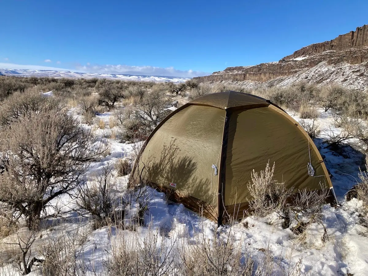 Fjallraven Abisko Dome 2 Tent set up on snowy ground