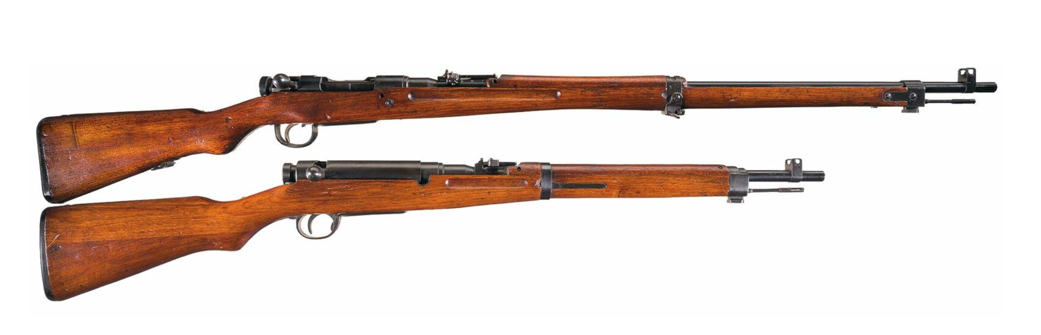 Two Arisaka bolt-action rifles.