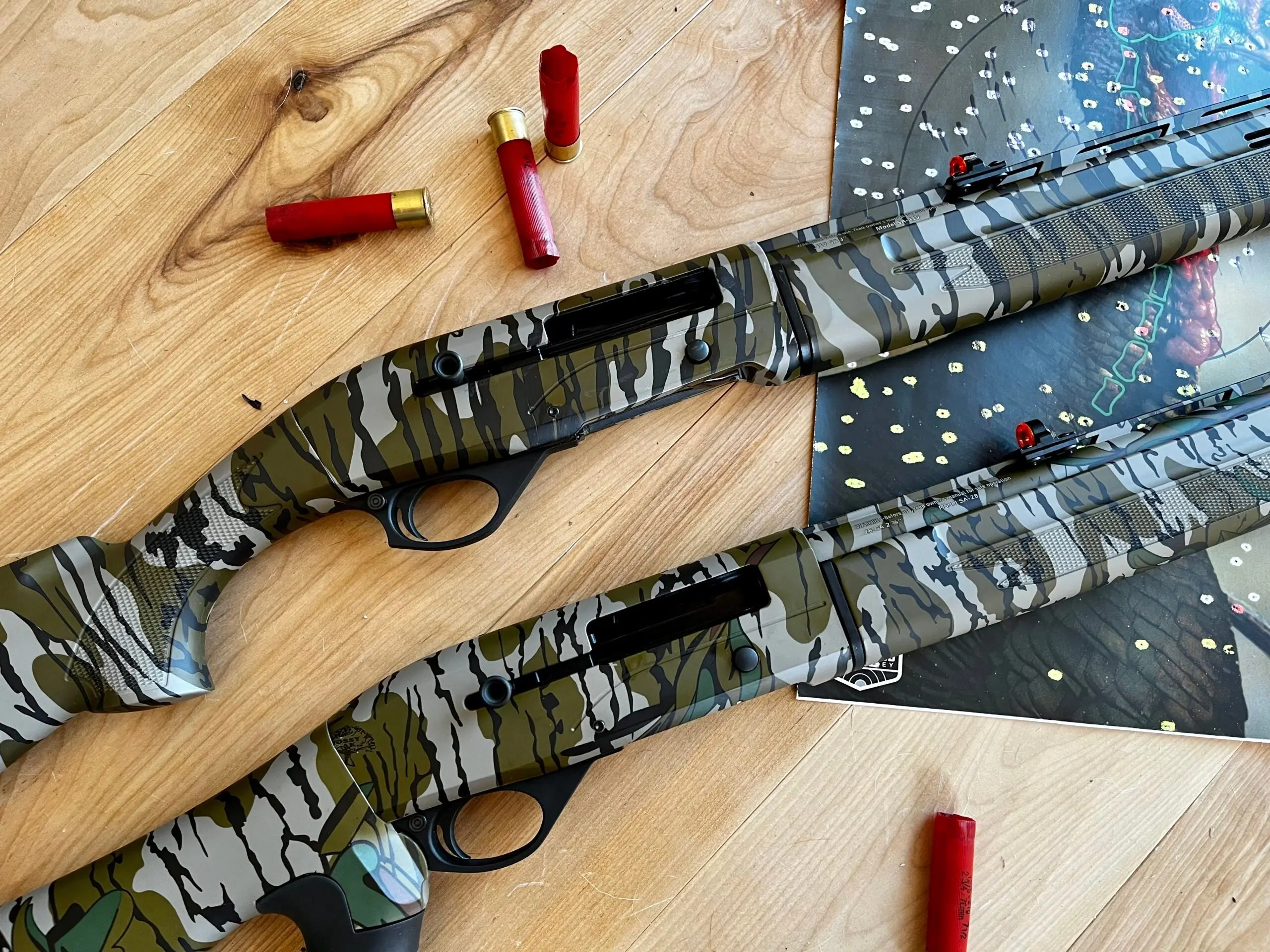 Two Mossberg turkey hunting shotguns.