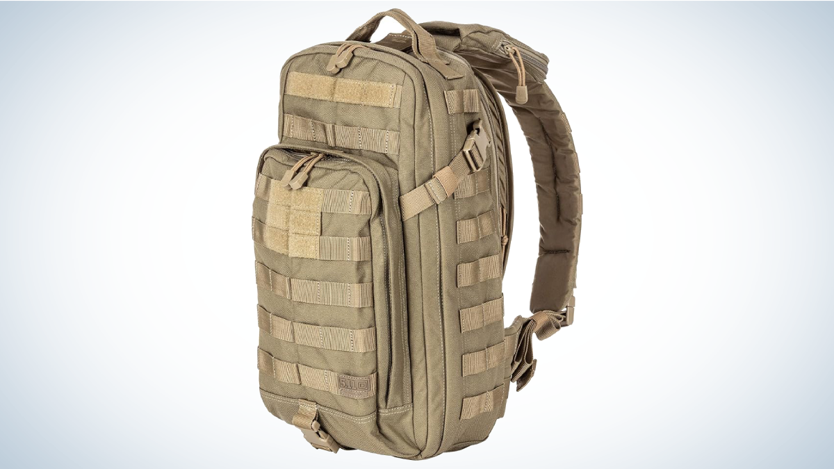 5.11 Rush Moab Sling Pack on gray and white background